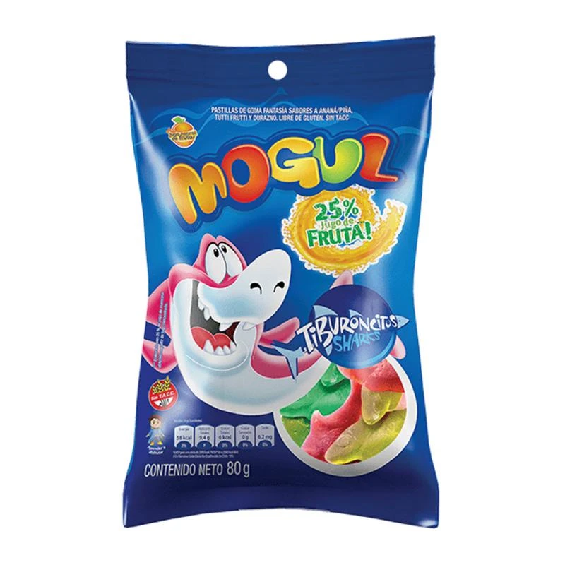 Bala de Gelatina Arcor Mogul Tubarão 80G