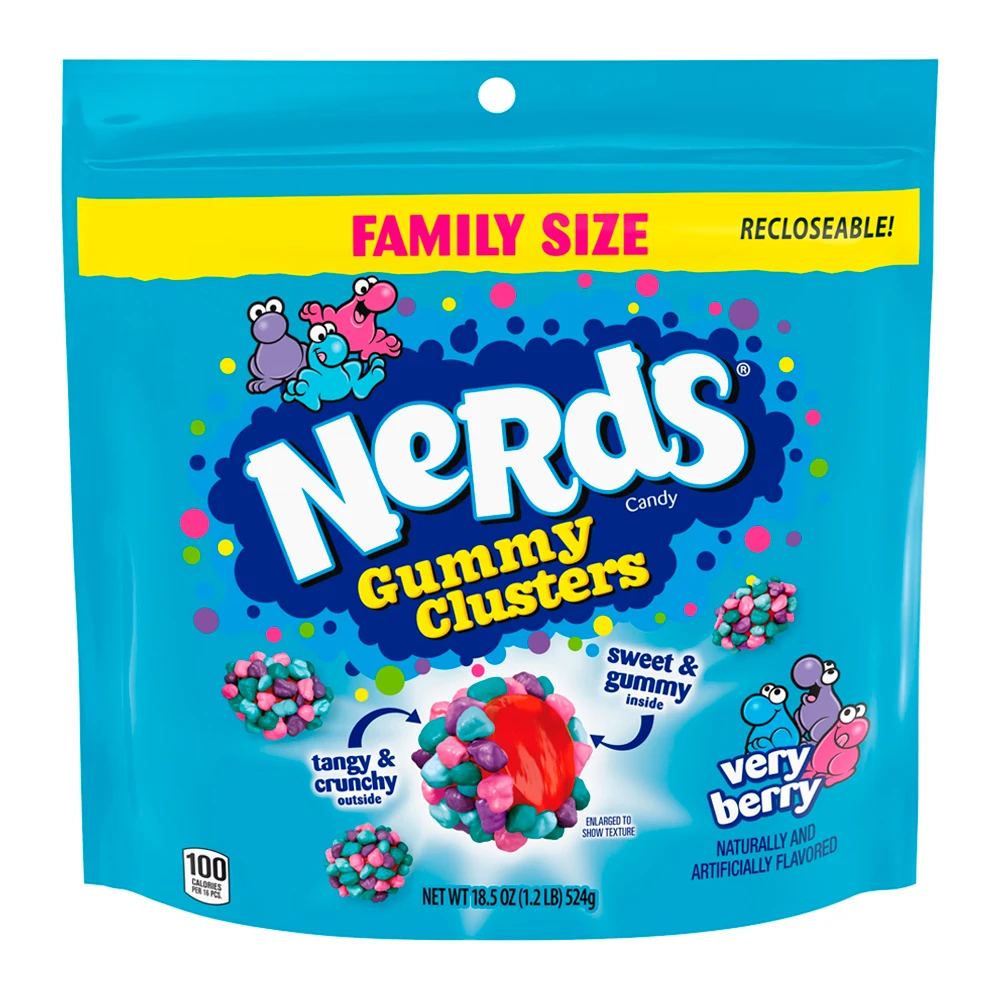 Bala Gelatina Wonka Nerds Gummy Clusters Berry Pacote 18.5Oz 524G