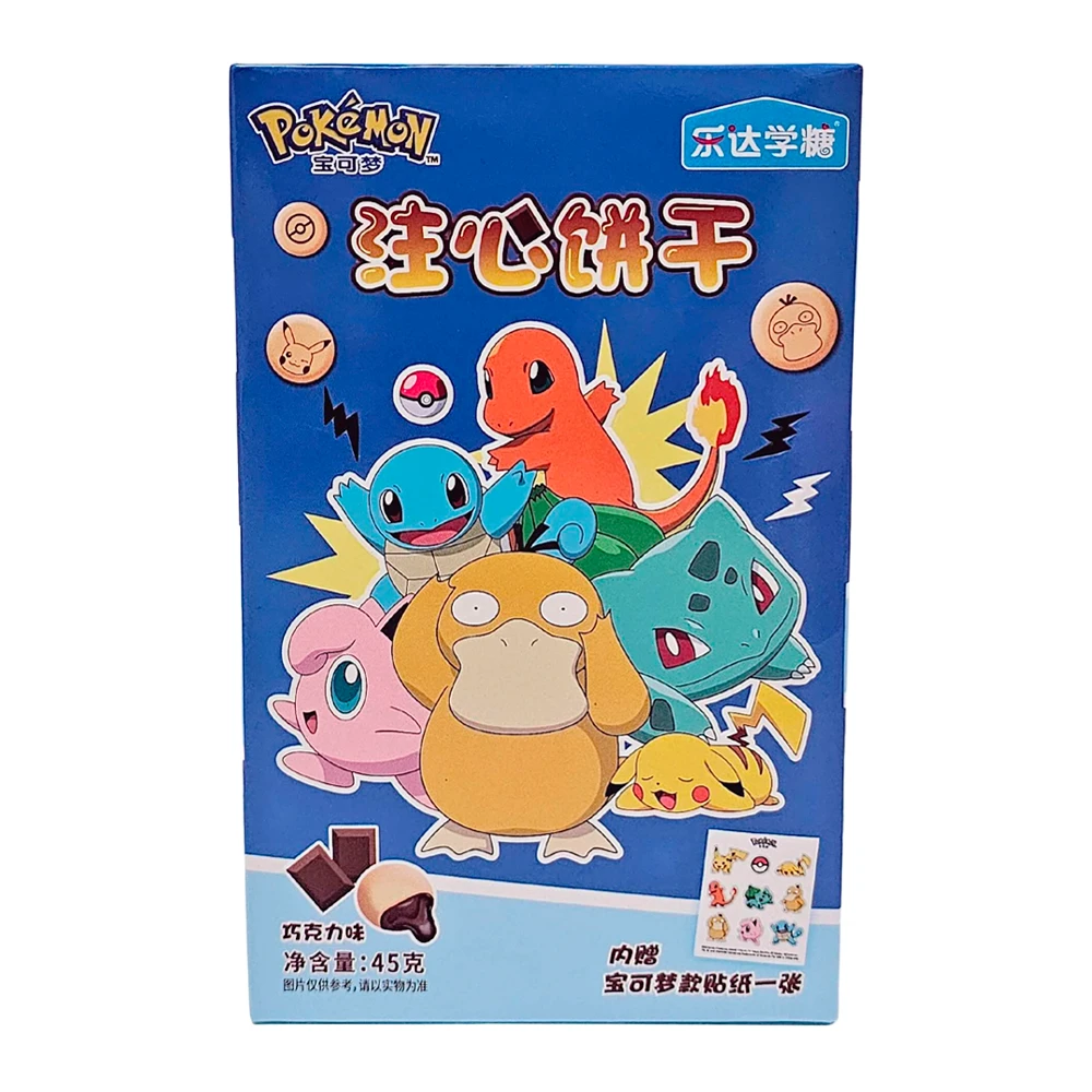 Biscoito Pokemon Recheado De Chocolate Com Stickers Caixa 45G