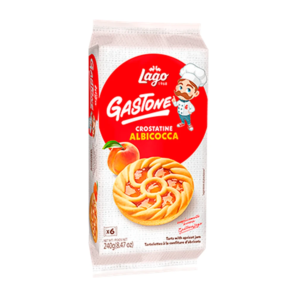 Biscoito Italiano Crostatine Gastone Lago Com Recheio de Damasco 240G