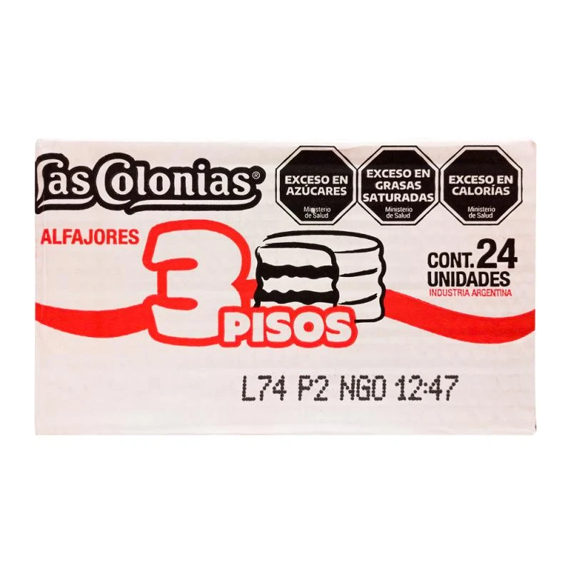 Alfajor Las Colonias Recheio Doce de Leite Cobertura Chocolate Ao Leite Caixa c/ 24X65G