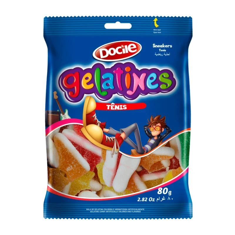 Bala de Gelatina Docile Tênis cítrico 80G