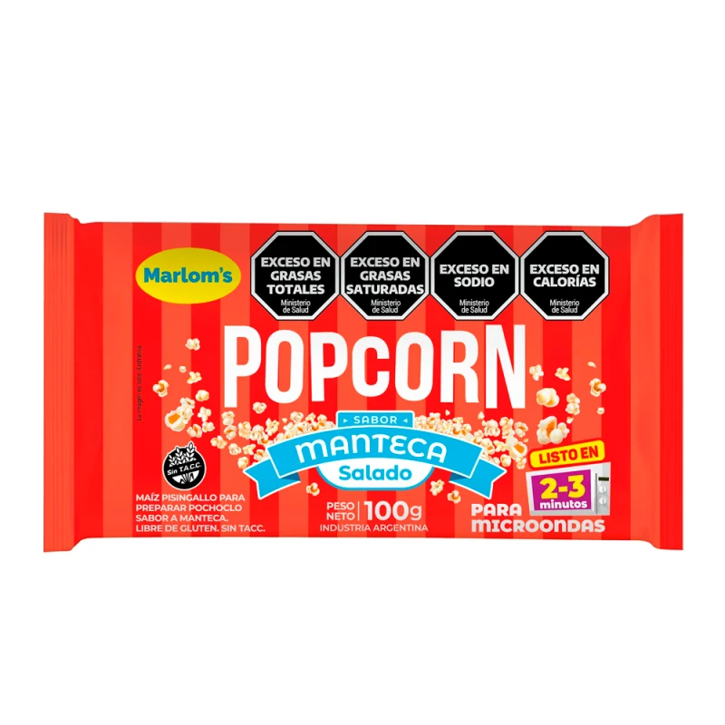Pipoca de Microondas Sem Gluten Manteiga Clásica Marloms 100G