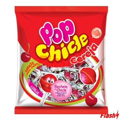 Pirulito Berbau Pop Recheio Chicle Cereja 500G