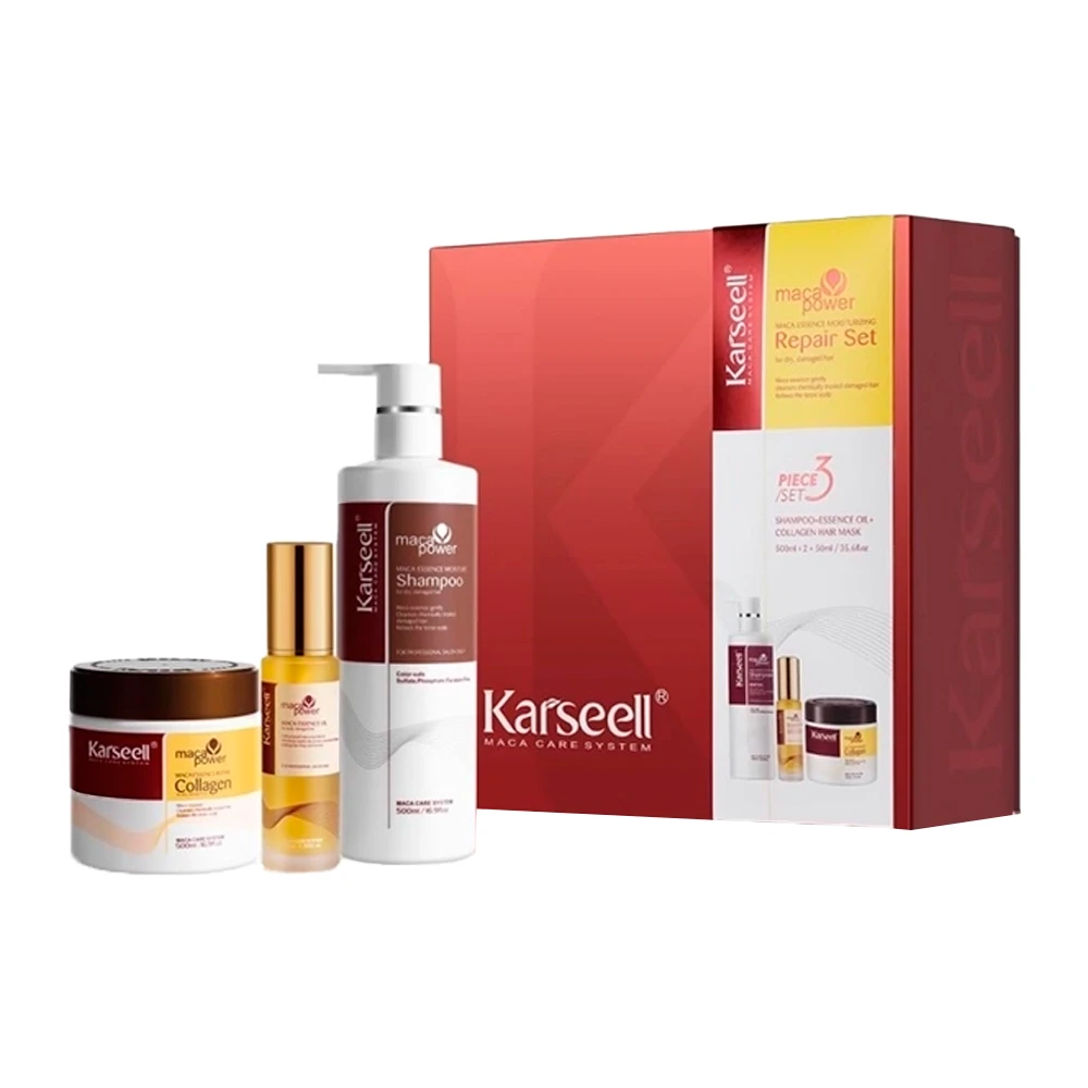 Kit Karseell (Shampoo + Máscara+ Óleo) Caixa 1.05Lt