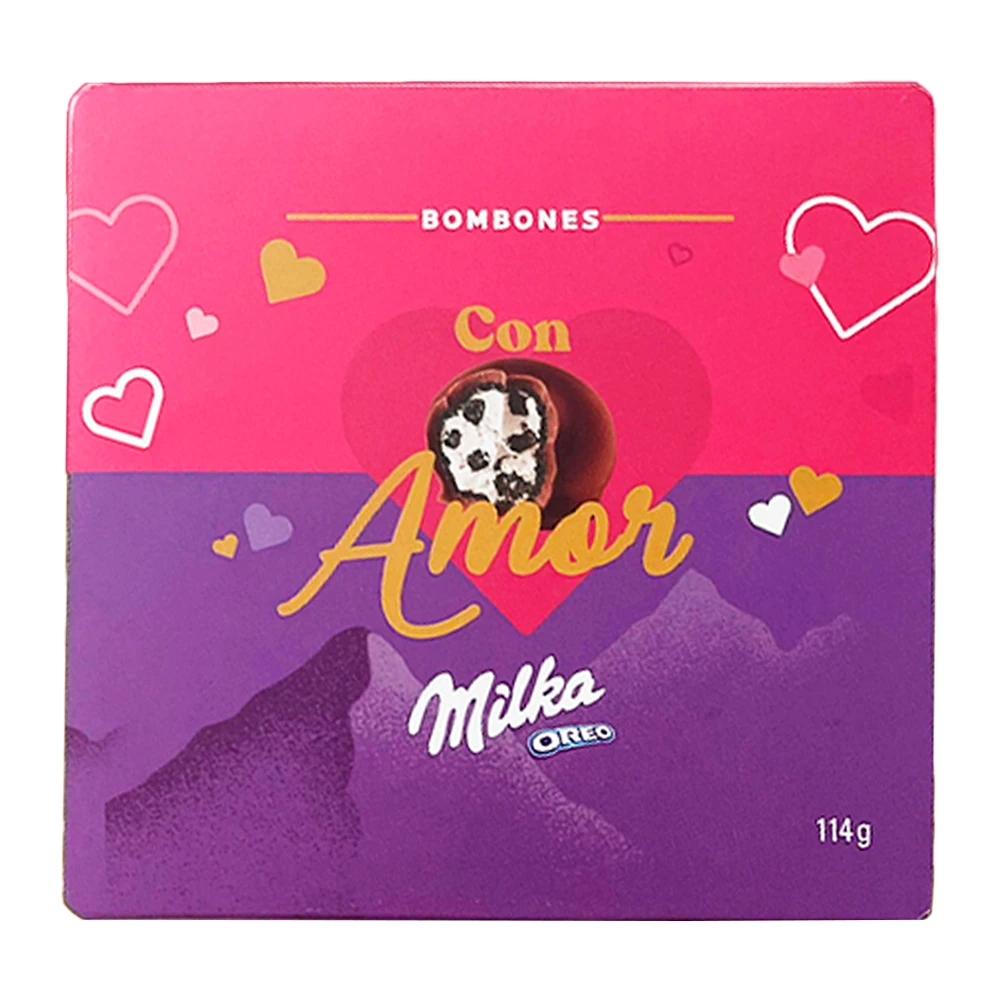 Bombom Milka Com Recheio de Oreo Com Amor Caixa X6 Unidades