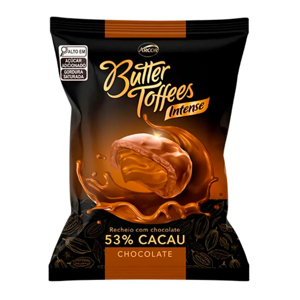 Bala Arcor Butter Toffees 53% Cacau Chocolate Pacote 90G