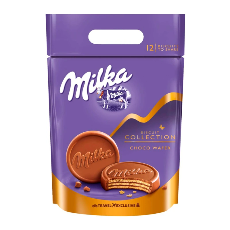 Wafer banhado com Chocolate Milka Pacote 300G