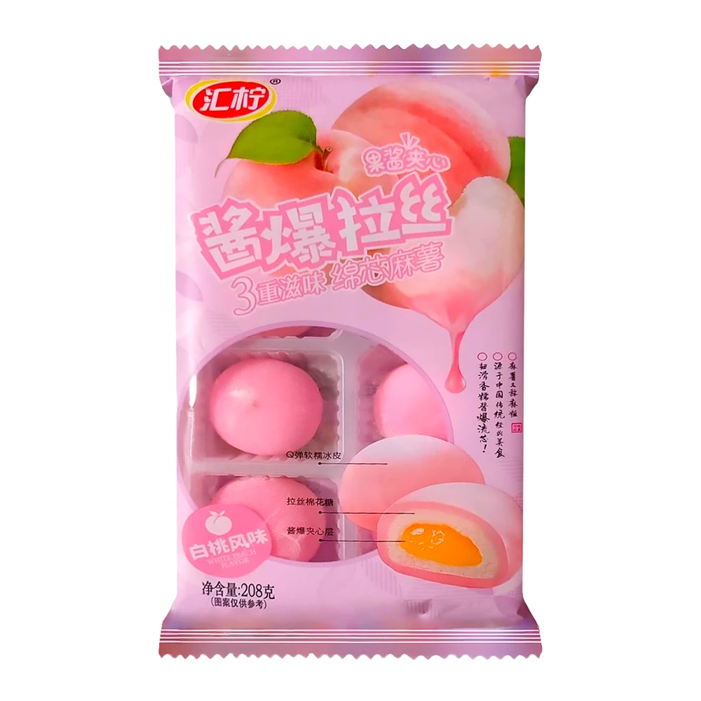 Mochi Hui Ning Recheio de Pêssego Pacote 208G