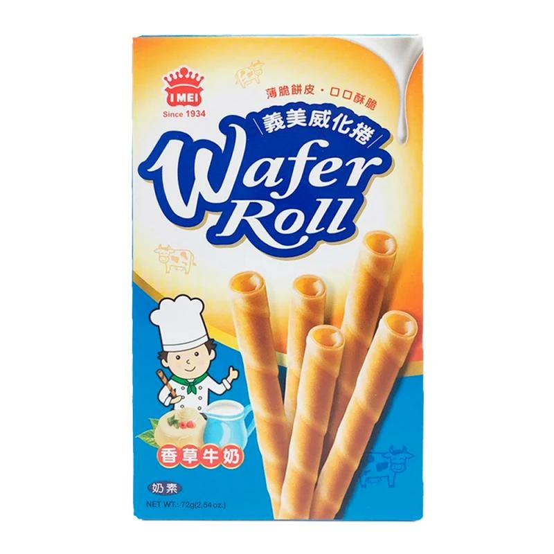 Canudos de Wafer Roll Imei Sabor Baunilha 72G