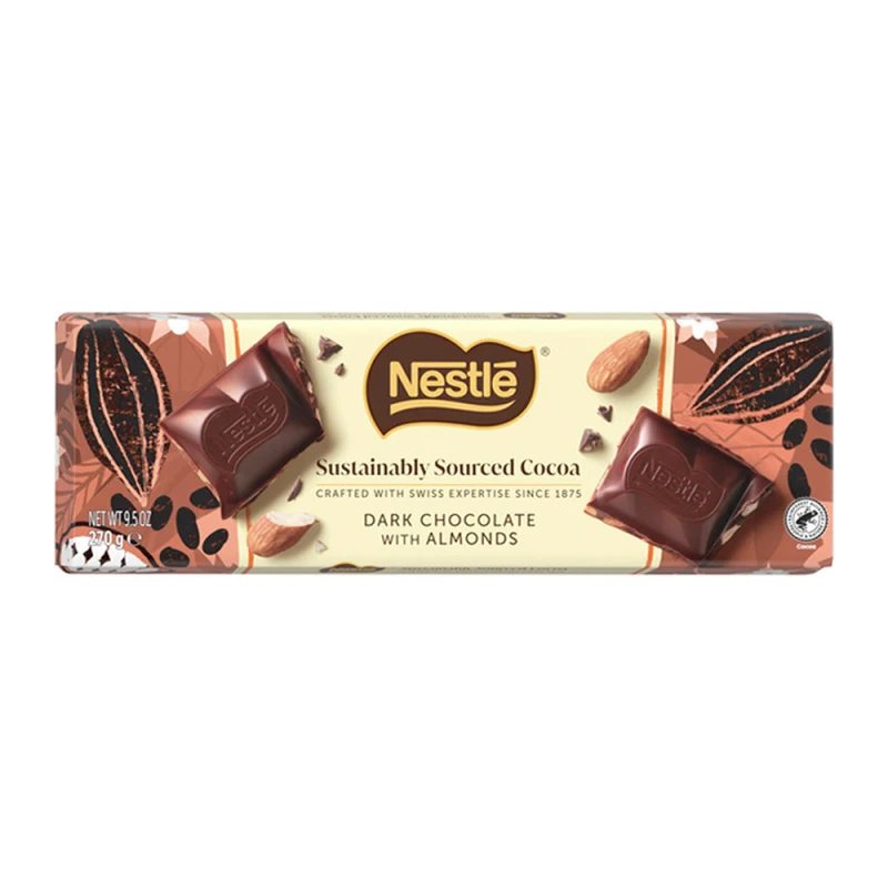 Barra Chocolate Nestlé Suiço Amargo Com Amêndoas 270G