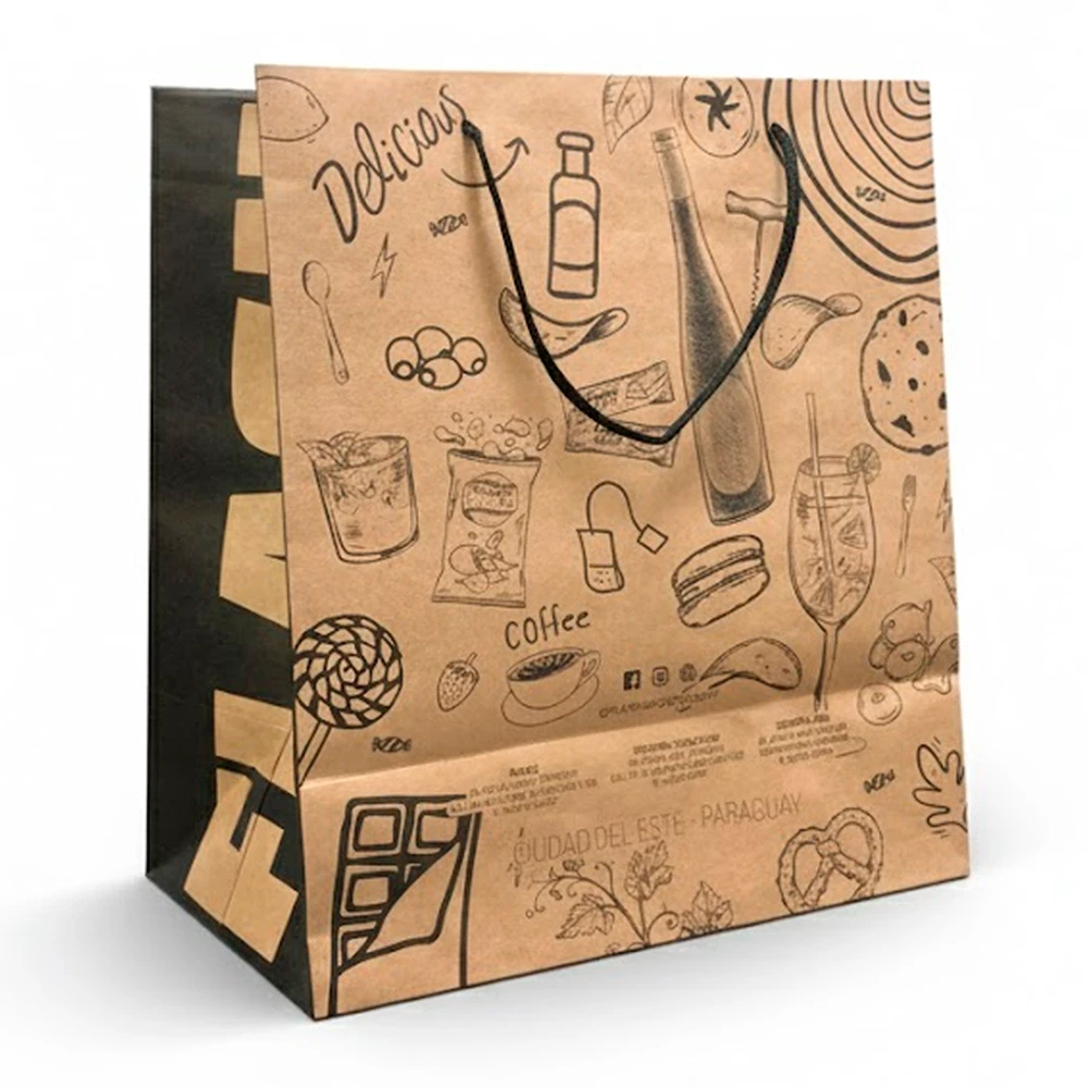 Sacola de Presente Flash de Papel Kraft Grande 30X33,4X17