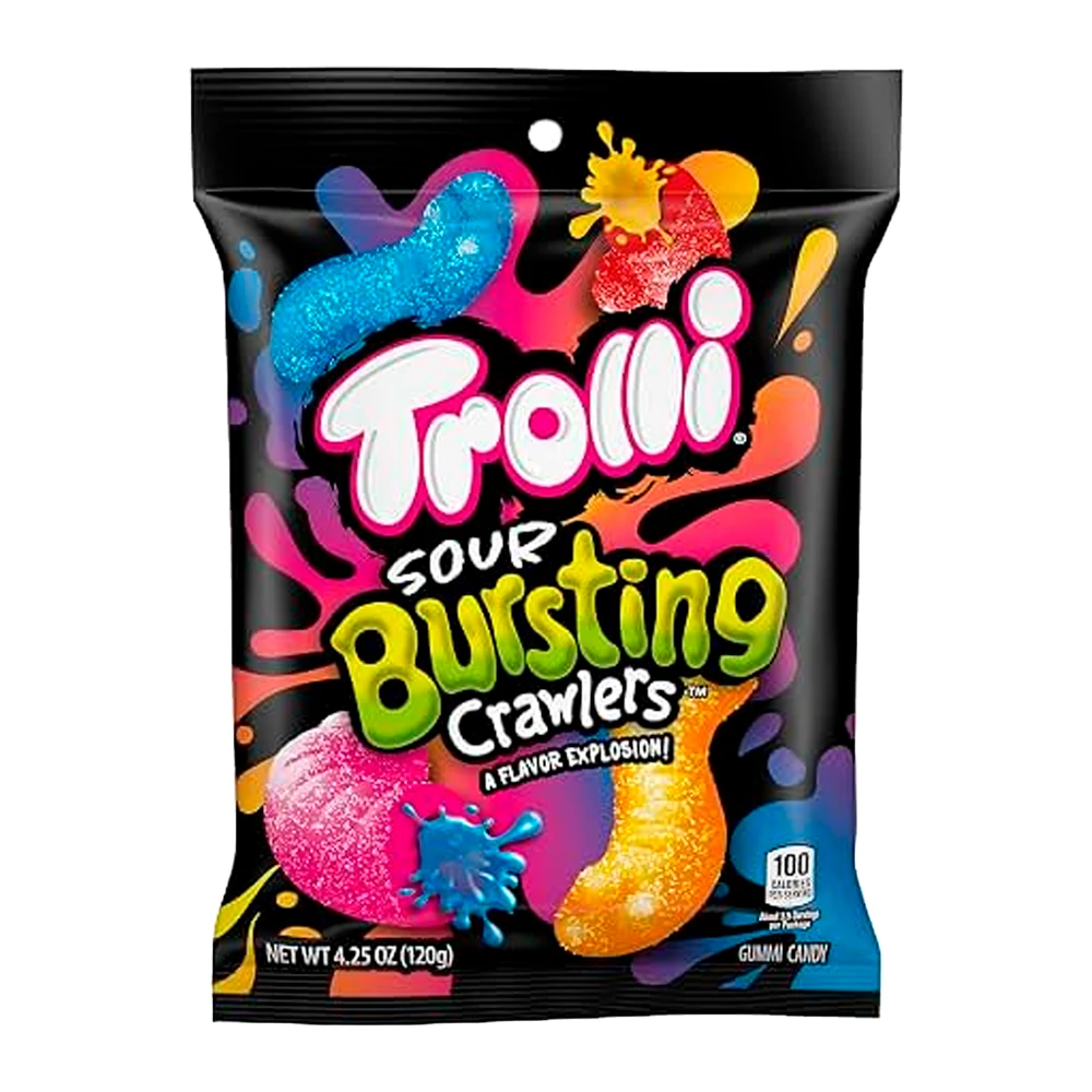 Bala Gelatina Trolli Sour Bursting Crawlers Pacote 4.25Oz 120G