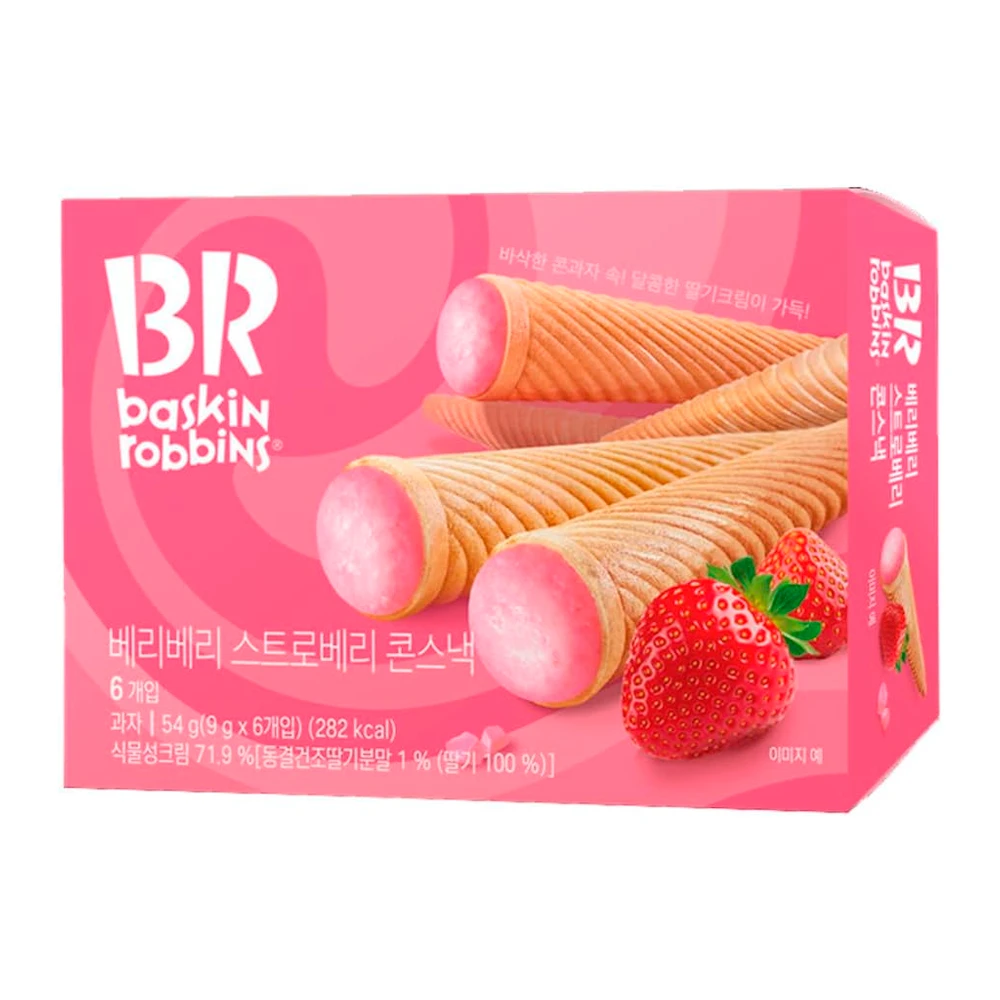 Biscoito Br Cone Snack Ice Cream Morango Caixa 54G