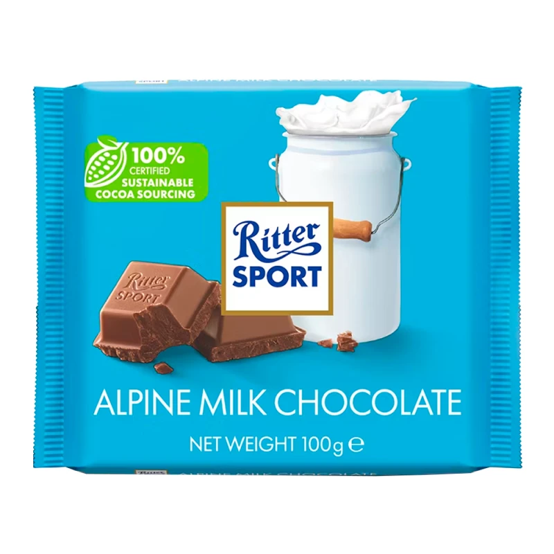 Barra Chocolate Ritter Sport Leite Alpino 100G
