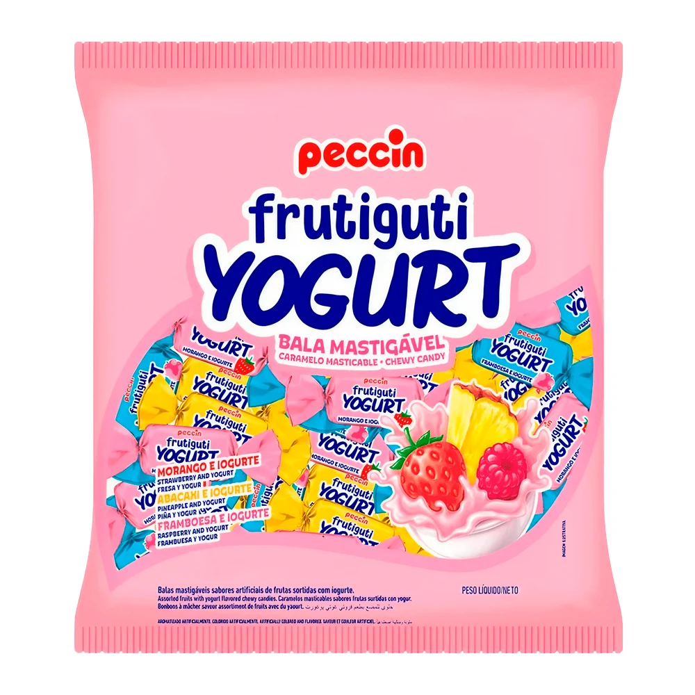 Bala Mastigável Peccin Frutiguti Yogurt Mix de frutas com Iogurte Pacote 400G