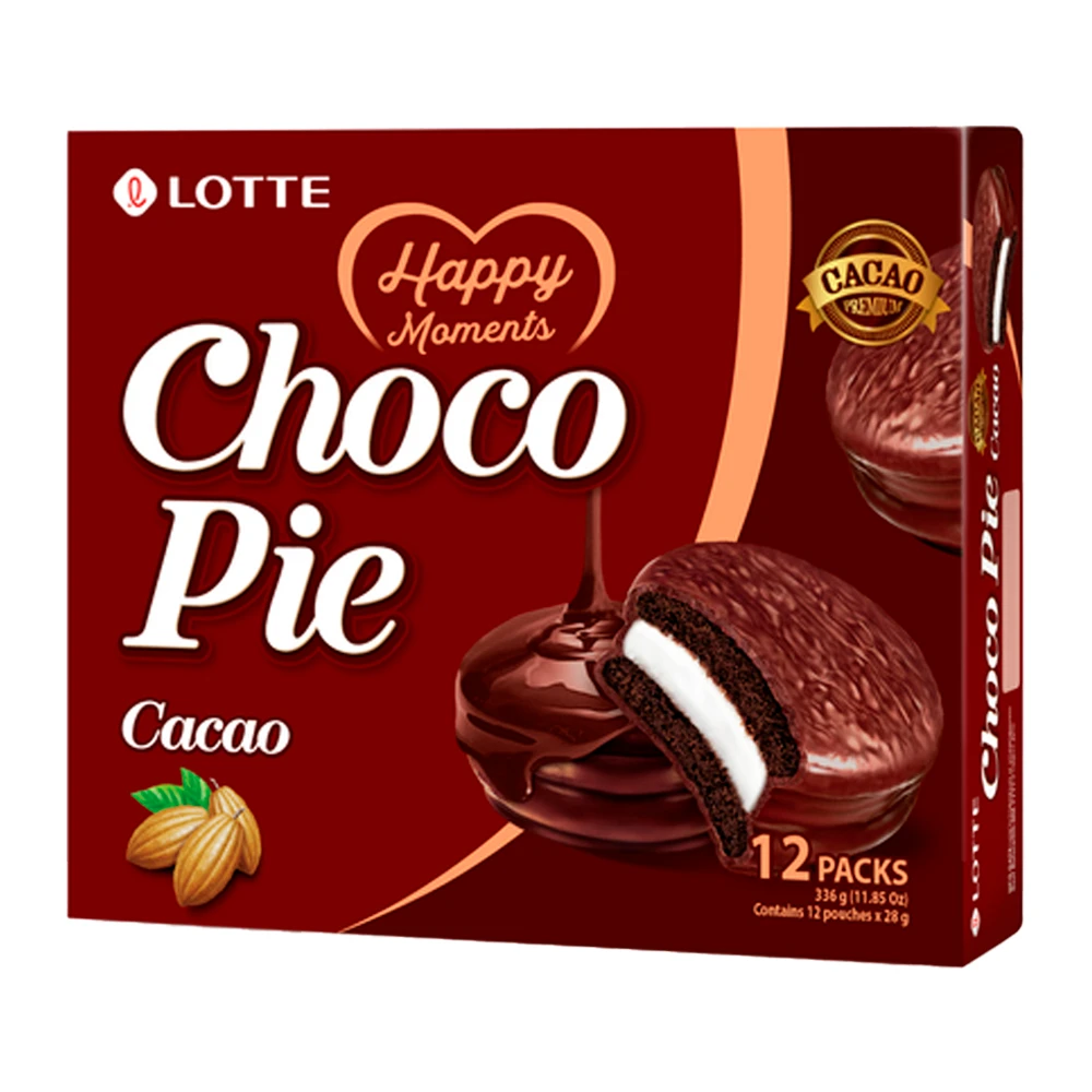 Choco Pie Lotte Cacau Recheado Marshmallow Caixa 12X28G