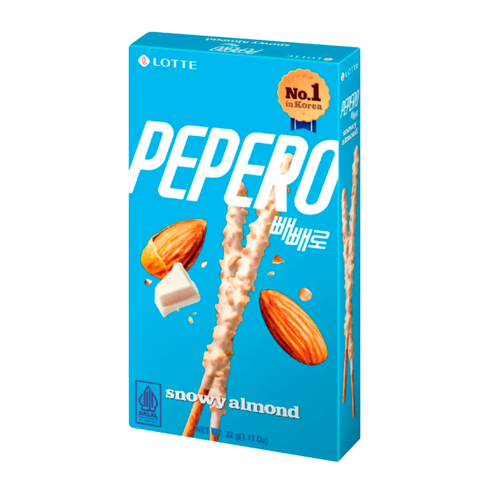 Palitinhos Lotte Pepero Cobertura Chocolate Branco e Amêndoas 32G