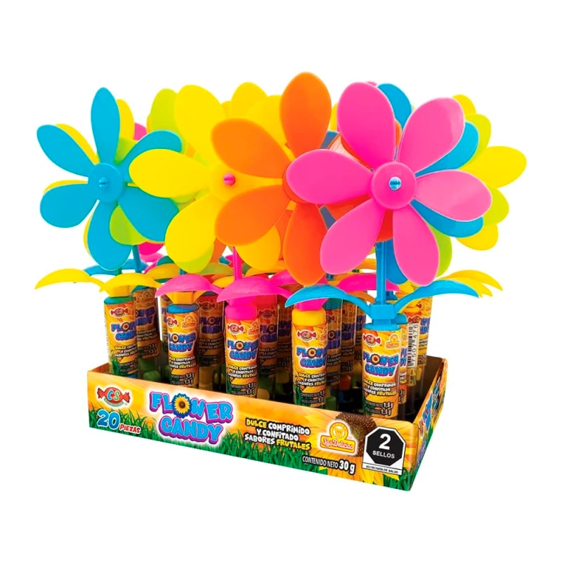 Brinquedo e Balinhas Las Delicias Catavento em Flor Display 20X30G