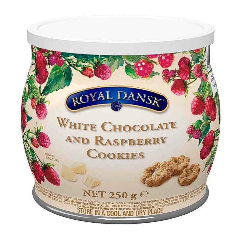 Biscoito Amanteigado Royal Dansk Chocolate Branco e Framboesa 250G