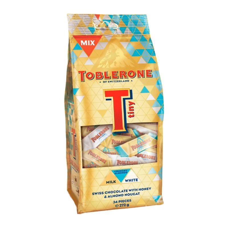 Toblerone Mini Sabores Variados (Milk, White, Crunch) Bolsa 272G