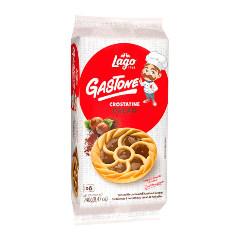 Biscoito Italiano Crostatine Gastone Lago Com Recheio de Cacau e Creme de  Avelã 240G