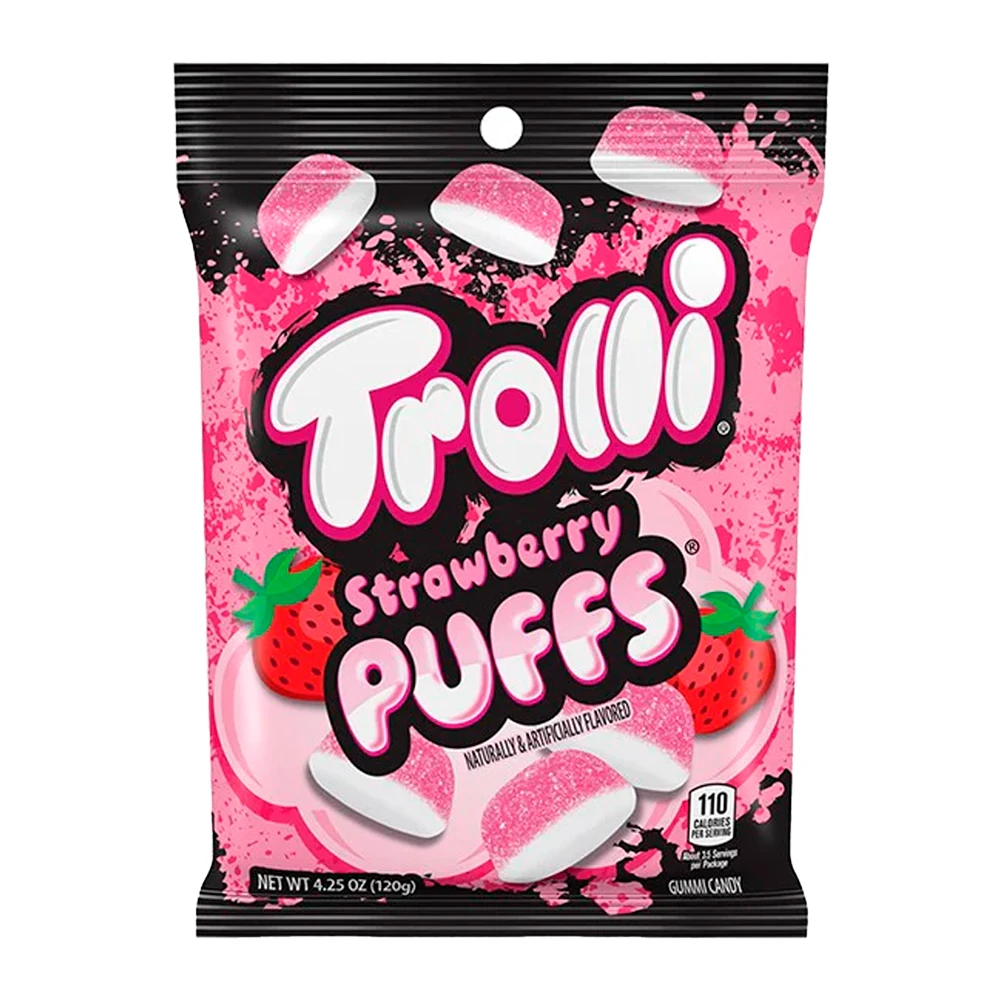 Bala Gelatina Trolli Puff Morango Pacote 4.25Oz 120G