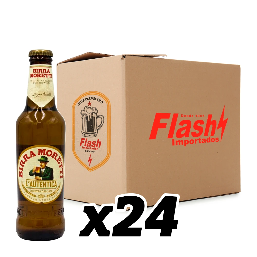 Cerveja Birra Moretti Long Neck caixa com 24x330ml