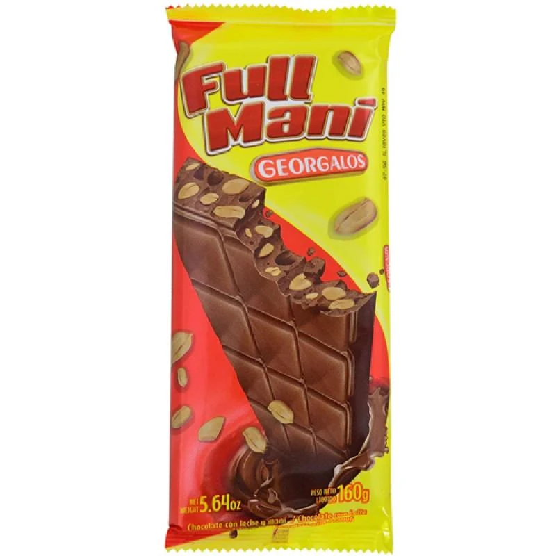 Barra Chocolate Georgalos Ao Leite Com Amendoim 160G