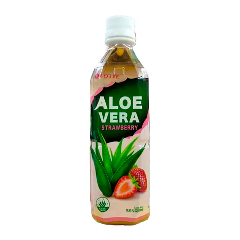 Suco de Morango Com Aloe Vera Lotte Garrafa 500Ml