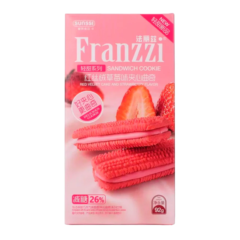 Biscoito Sunssi Franzzi Sandwich Recheio de Morango Caixa 92G