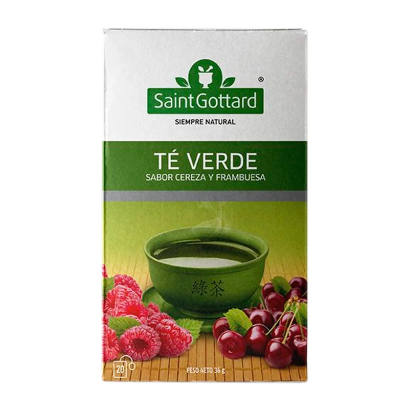 Chá Saint Gottard Verde Cereja e Amora Com 20 Saquinhos