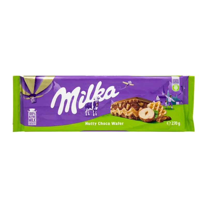 Barra Chocolate Milka Ao Leite Recheio de Wafer Com Avelãs 270G