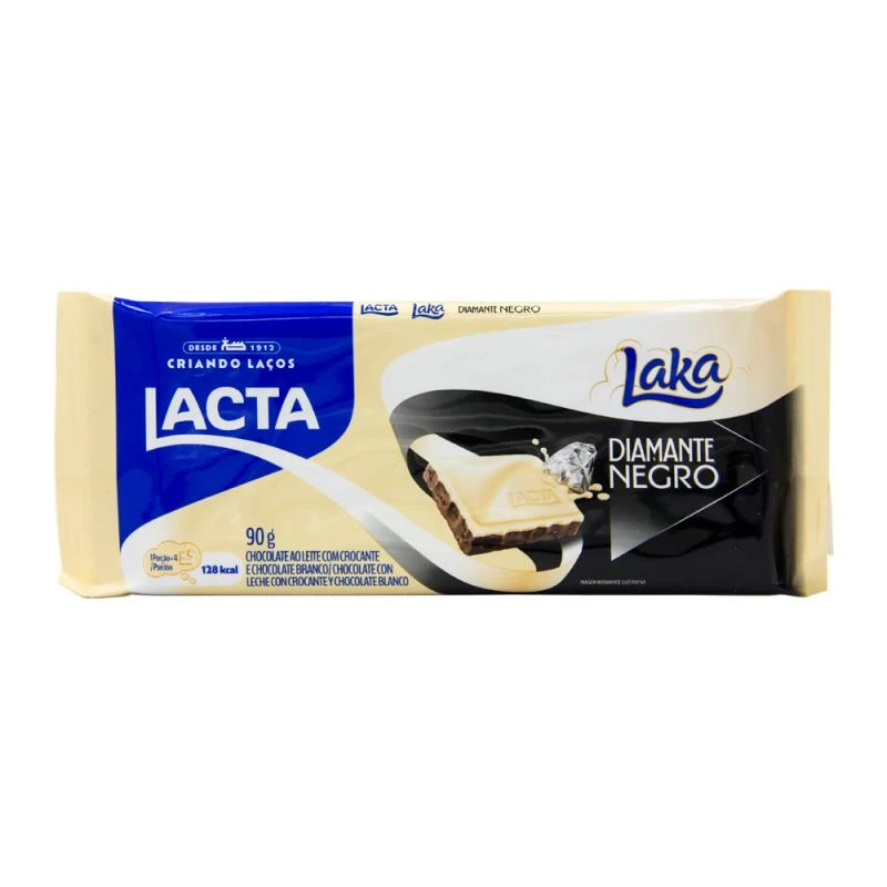 Barra de Chocolate Lacta Diamante Negro C/ Laka 90G