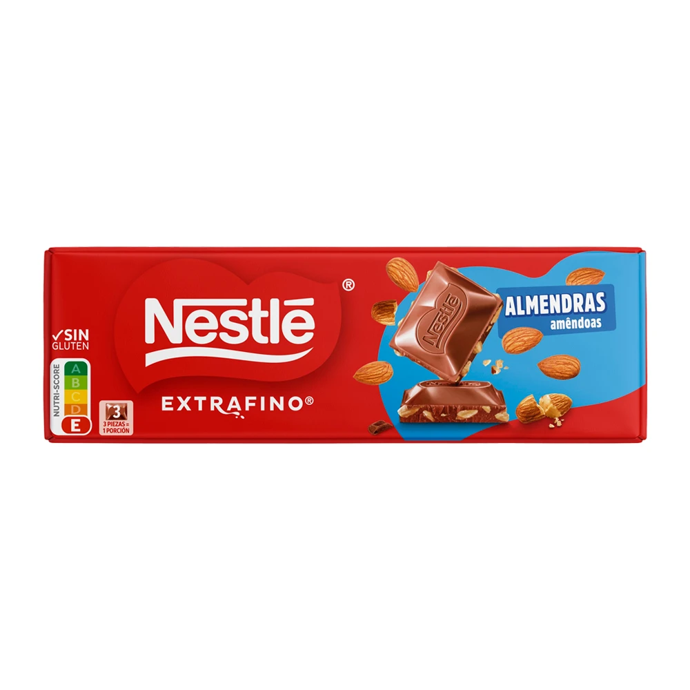 Barra Chocolate Nestle Extrafino Sem Glúten Ao Leite e Amêndoa 250G