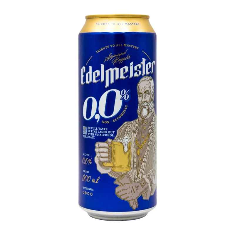 Cerveja Edelmeister 0,0% Sem Álcool Lt 500Ml
