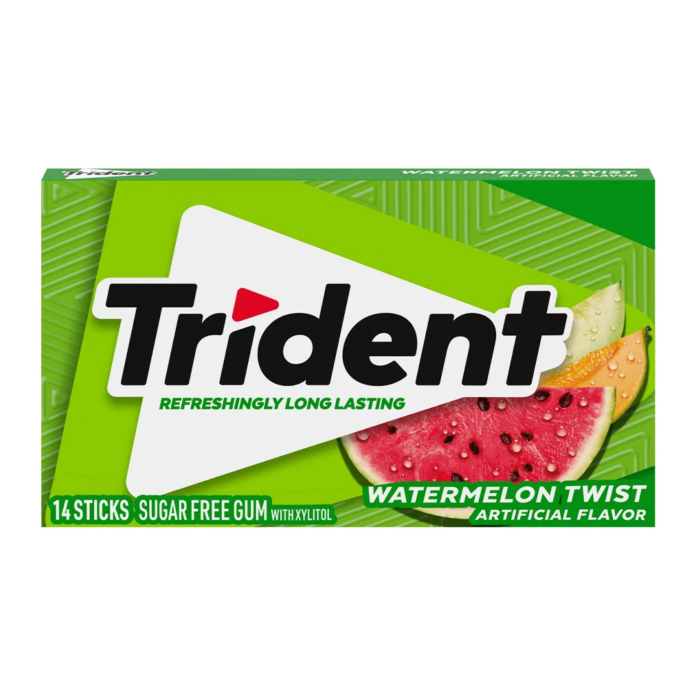 Chicletes Trident Americano Watermelon Twist Sem Açúcar 14 Sticks Caixa 30G