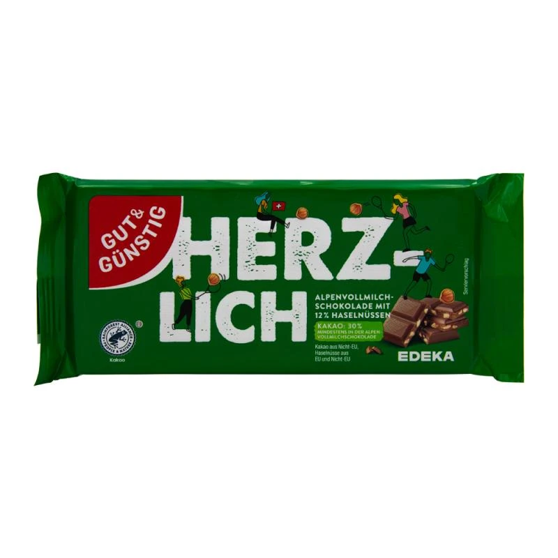 Barra Chocolate Ao Leite Com Avelãs Inteiras 100G Edeka
