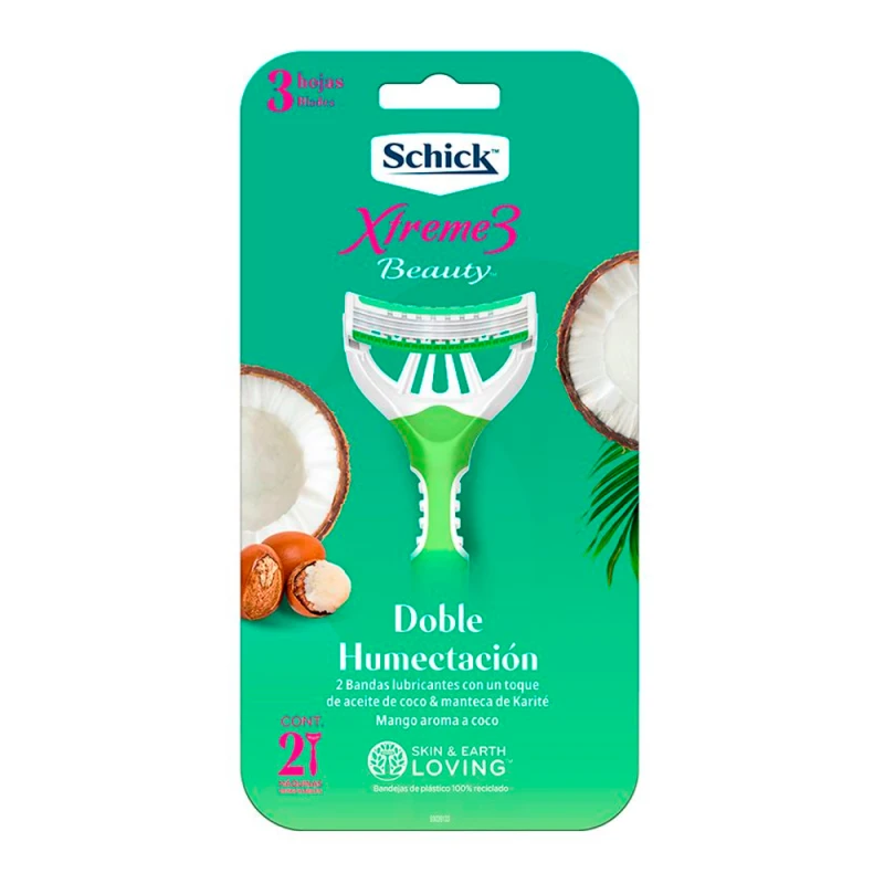 Aparelho de Barbear Schick Xtreme 3 Lâminas Descartável Perfumado Coco X2 Unidades