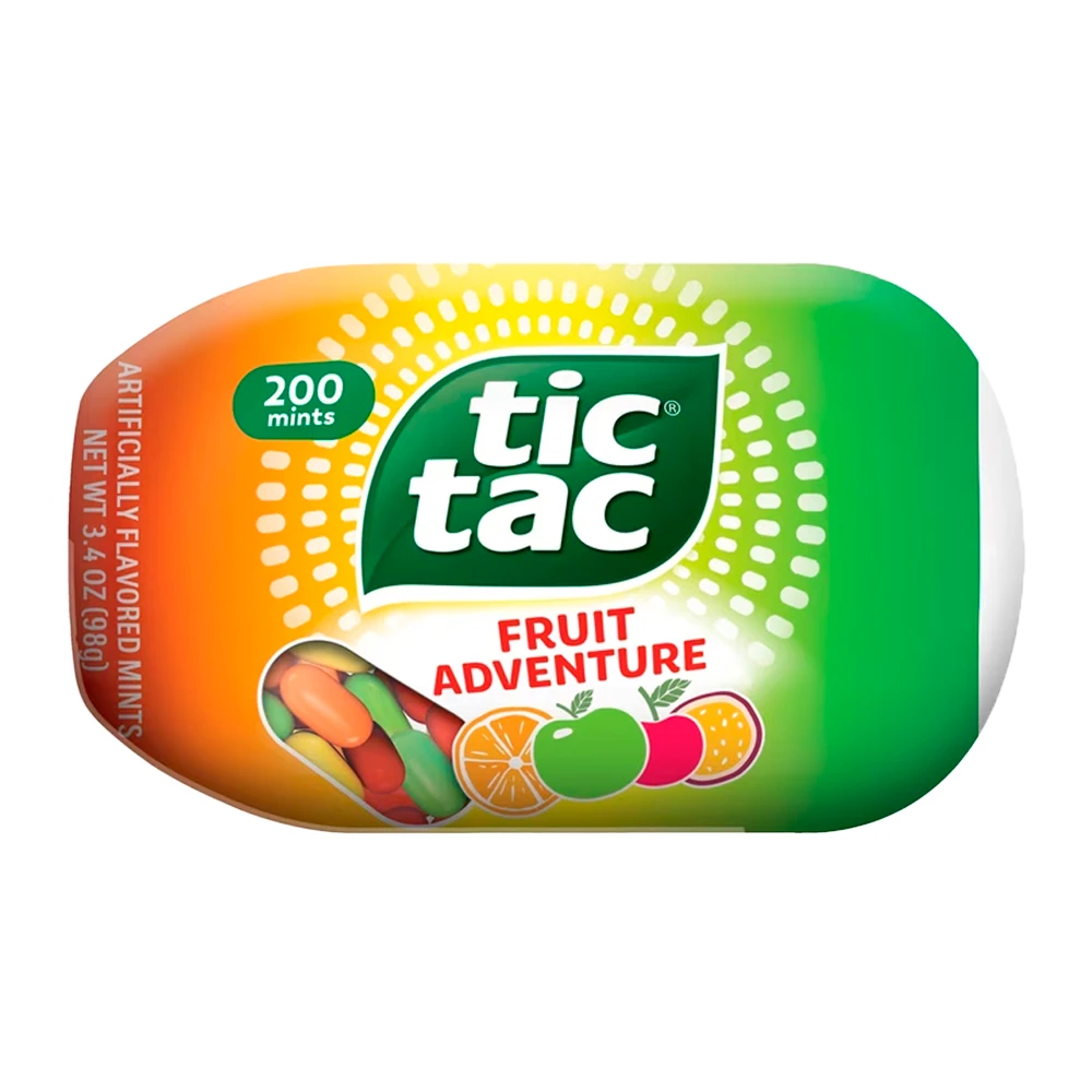 Bala Tic Tac Fruit Adventure Pote 200 Unidades 3.4Oz 98G