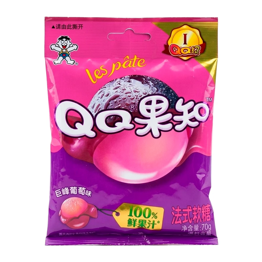 Bala de Gelatina QQ Sabor Uva Pelável Pacote 70G