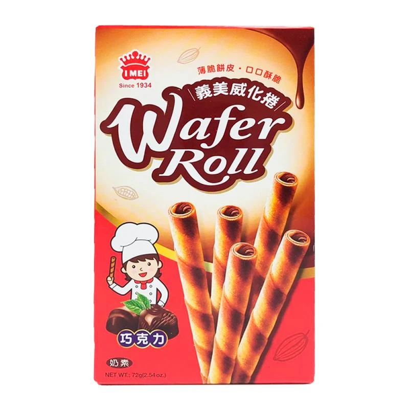 Canudos de Wafer Roll Imei Sabor Chocolate 72G