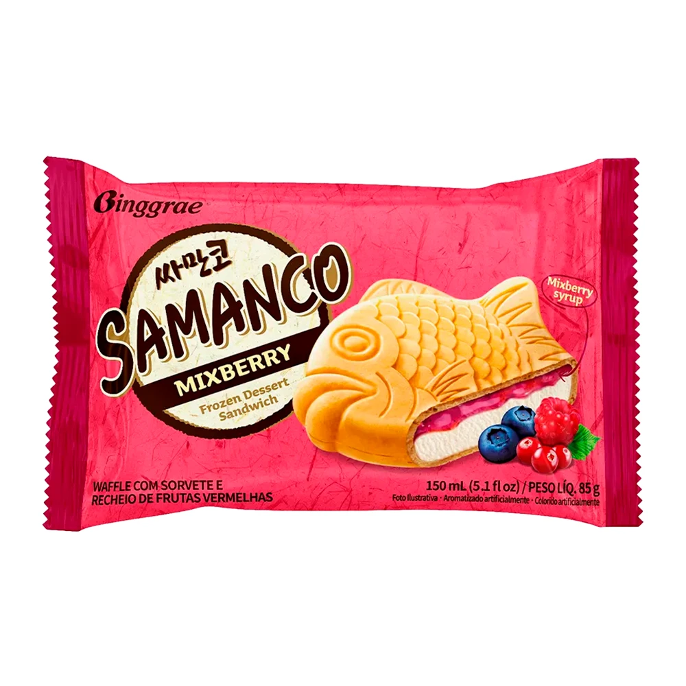Sorvete Binggrae Samanco Mixberry Sanduíche 150Ml