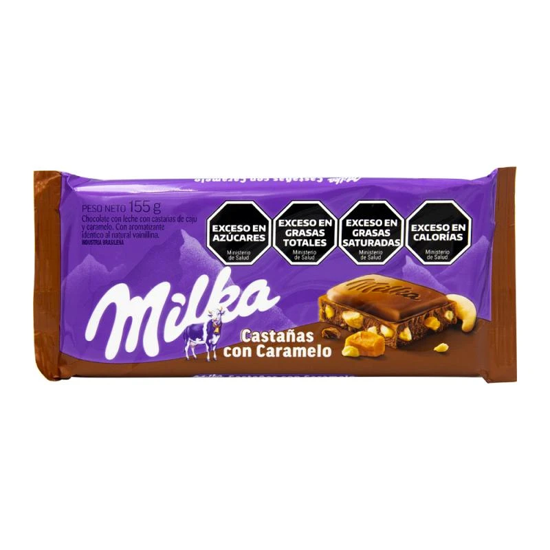 Barra Chocolate Milka Ao Leite Castanha de caju e Caramelo 155G