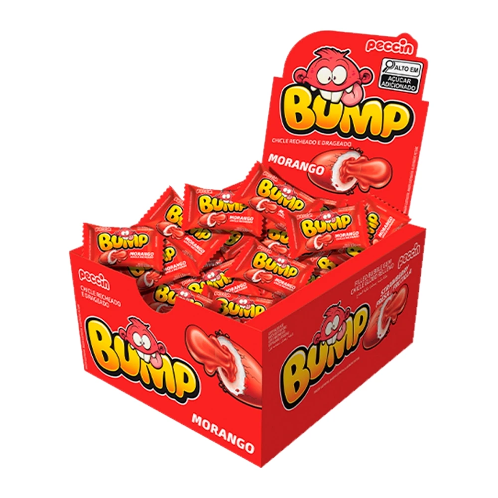 Chicletes Peccin Bump Morango Caixa 140G