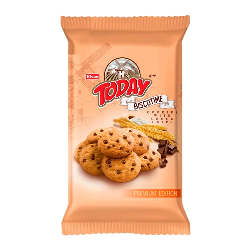 Biscoito Elvan Today Biscotime Chips de Chocolate 250G