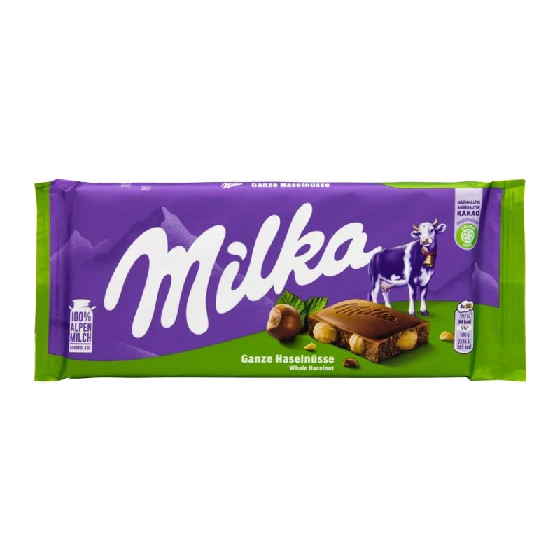 Barra Chocolate Milka Com Avelãs Inteiras 100G