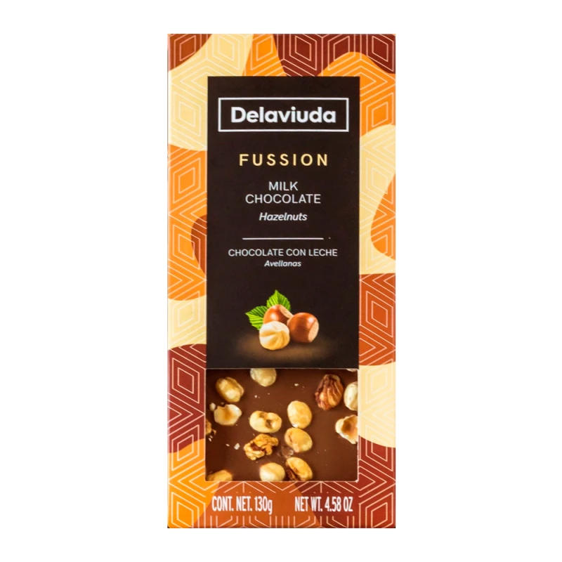 Barra Chocolate Delaviuda Fussion Ao Leite Com Avelãs Inteiras 130G
