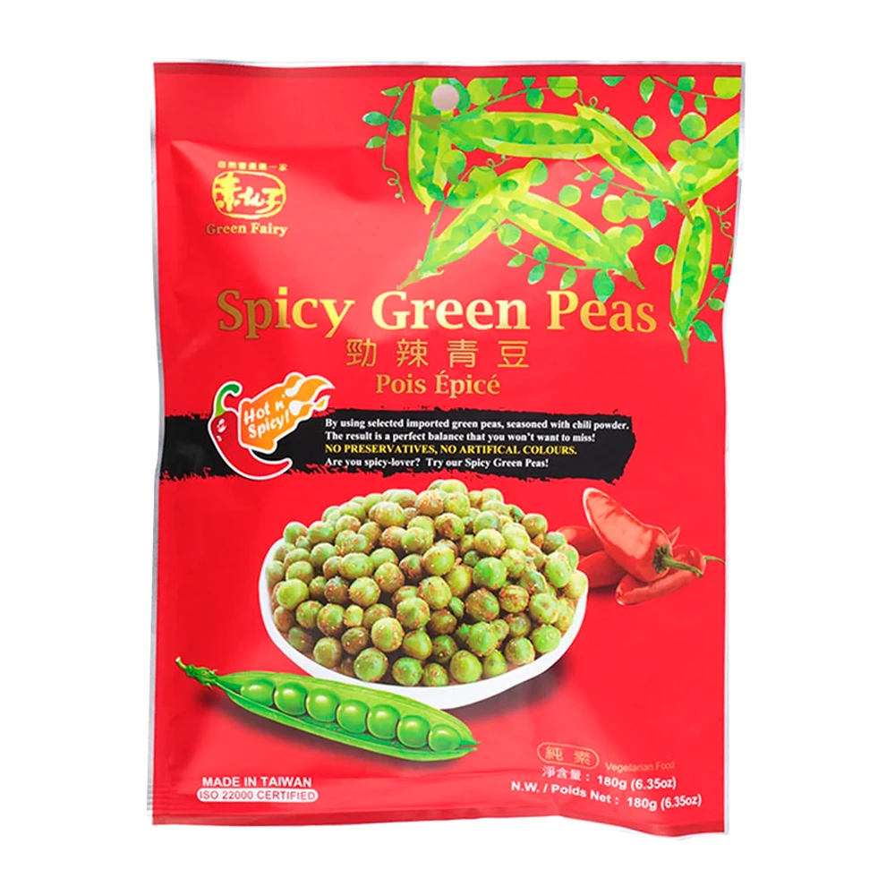 Salgadinho de Ervilhas Green Fairy Taiwan Picante Pacote 180G