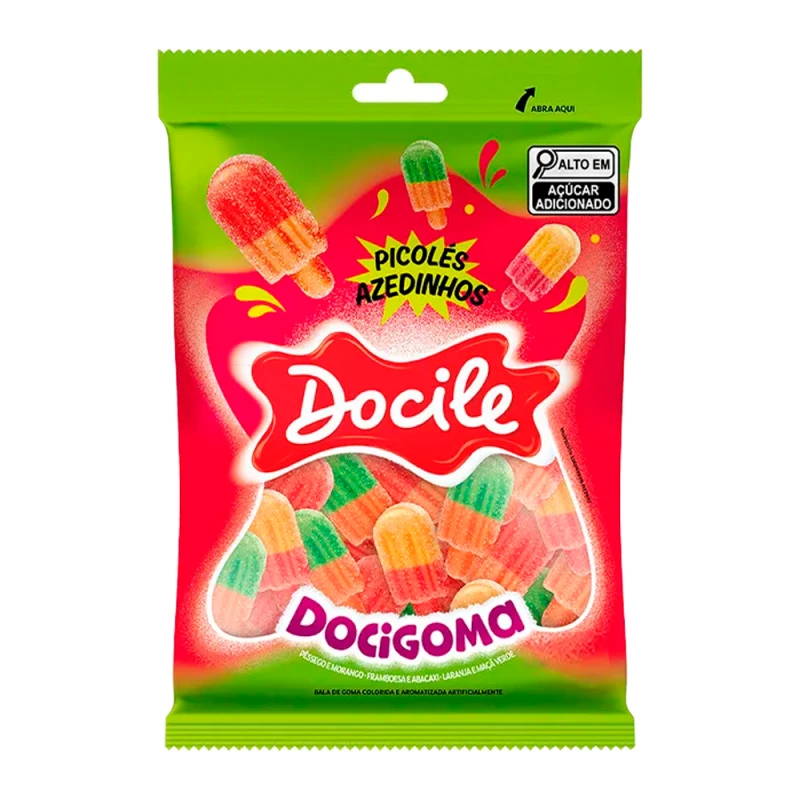 Bala de Gelatina Docile Picolé Ácido 80G